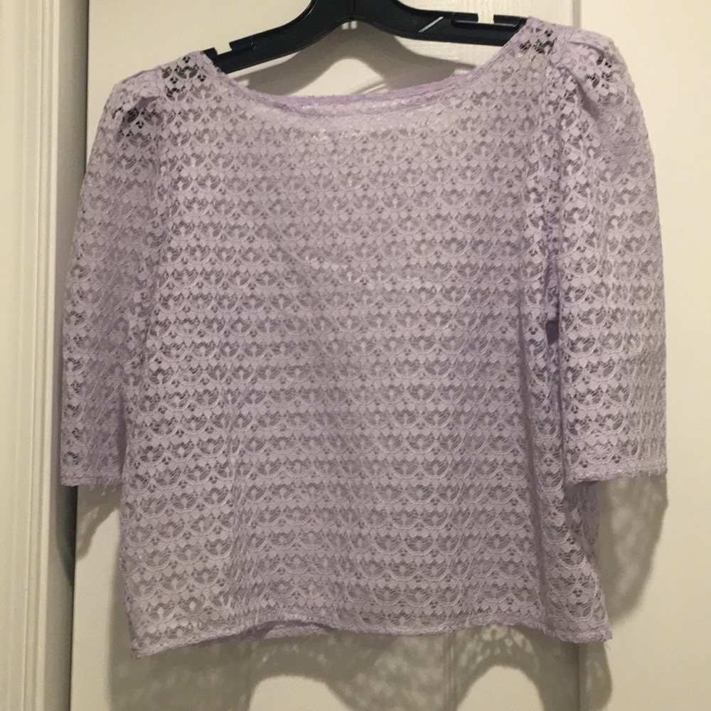 American Apparel lavender lace crop top sz L